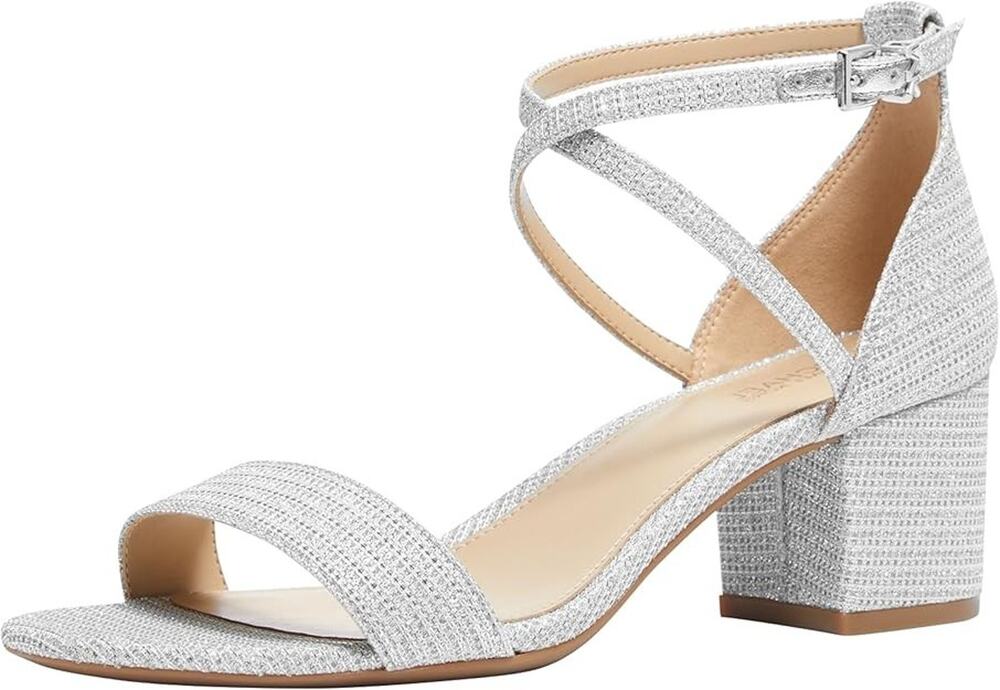 Michael Kors Serena Flex Sandals Silver Glitter Womens Size 10 NIB